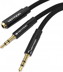 Cablu audio mini jack 3,5 mm mamă la 2x mini jack 3,5 mm tată Vention BBLBAB 0,6 m (negru)