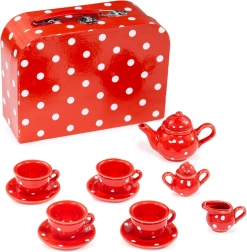 Set de ceai roșu cu buline BIGJIGS TOYS pentru copii