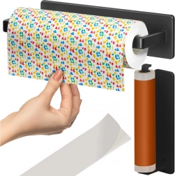 Suport pentru prosoape de hârtie RUHHY, 25 cm, agățător metalic negru fără găurire