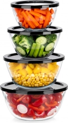 Boluri de sticlă cu capace, set 4 bucăți 750 ml, 1 l, 1,5 l, 2 l