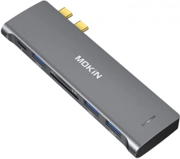 HUB USB-C 6 în 2 pentru MacBook MOKIN (argintiu)