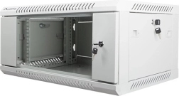 Dulap de perete 19" pentru instalații, 4U, 600×450 mm, cu uși din sticlă – Gri