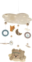 Carusel suspendat ursuleț din lemn natural