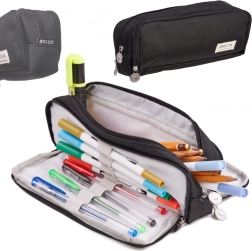 Penar școlar cu trei compartimente 3‑în‑1 – negru