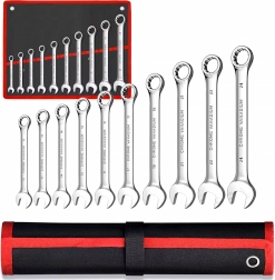 Set de chei fixe și inelare 10 buc cu husă 8–24 mm