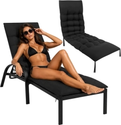 Pernă pentru șezlong de grădină Gardlov 180 × 50 × 9 cm, neagră