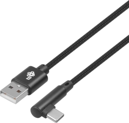 Cablu USB la USB-C 1,5m cu unghi drept, negru împletit