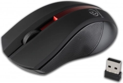 Mouse optic wireless cu suprafață cauciucată GALAXY, negru‑roșu
