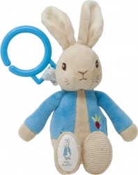 Iepuraș de pluș cu mecanism retractabil PETER RABBIT cu inel pentru agățare
