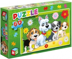 Puzzle educativ 60 piese - Câini și Flori