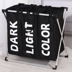 Coș de rufe triplu – negru