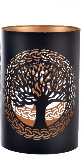 Sfeșnic TREE din metal, negru-auriu, 22 cm