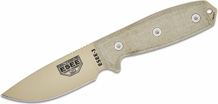 Cuțit fix universal ESEE 3, Micarta, teacă OD Green