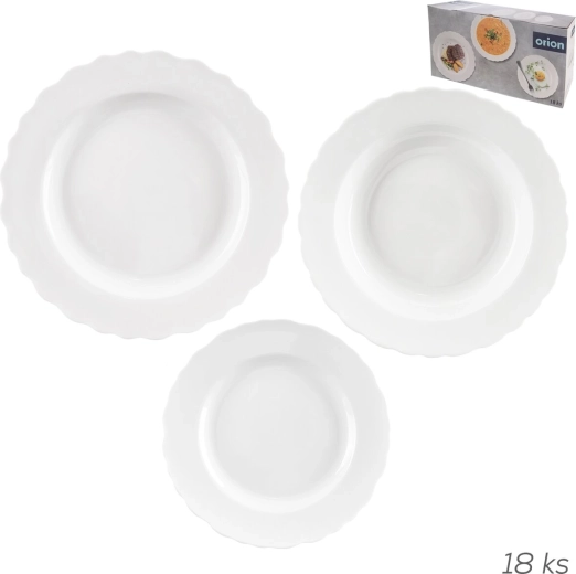 Set de masă din porțelan Mona „valuri”, rotund, 18 piese