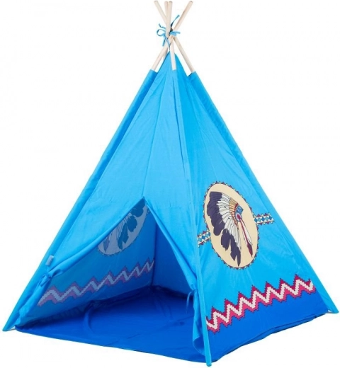 Cort de joacă teepee pentru copii cu fereastră – Albastru