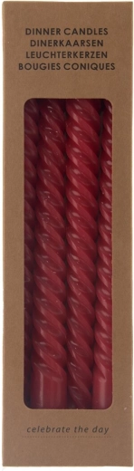 Lumânare Twisted roșie, 4 buc