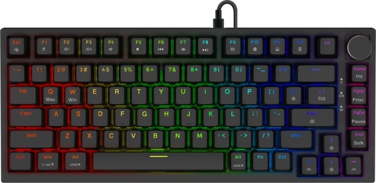 Tastatură de gaming magnetică Astral cu switch-uri OUTEMU White Jade și iluminare RGB, neagră