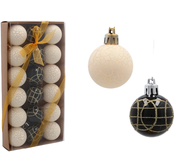 Set de globuri de Crăciun din sticlă 4 cm – roz, mate și lucioase, 18 buc