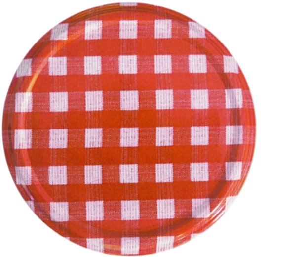 Capac filetat pentru borcane de conservare 82 mm – model carouri roșii, 6z