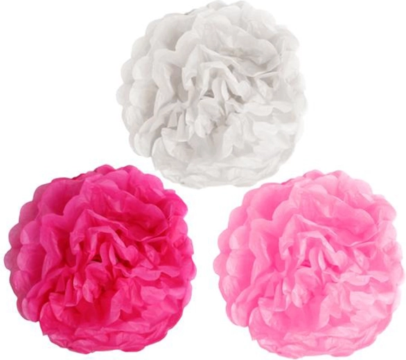 Pompoane de petrecere din hârtie TORO 25 cm, set 3 buc.