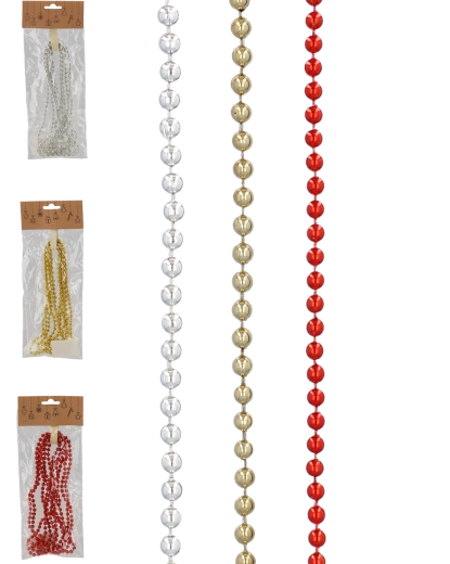 Ghirlandă de mărgele de Crăciun 2,7 m, 6 mm – mix de culori