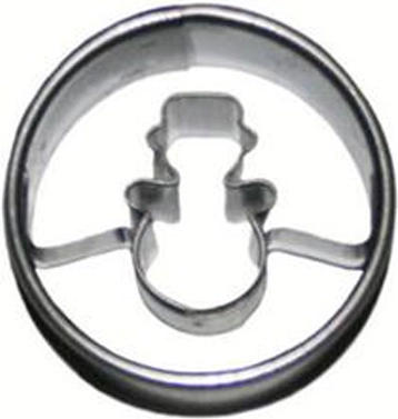 Formă de tăiat pentru biscuiți – om de zăpadă, rotundă 3 × 1,6 cm, tablă cositorită