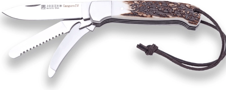 Cuțit de vânătoare multifuncțional Joker Canguro 4 utilizări, corn, 8,5 cm