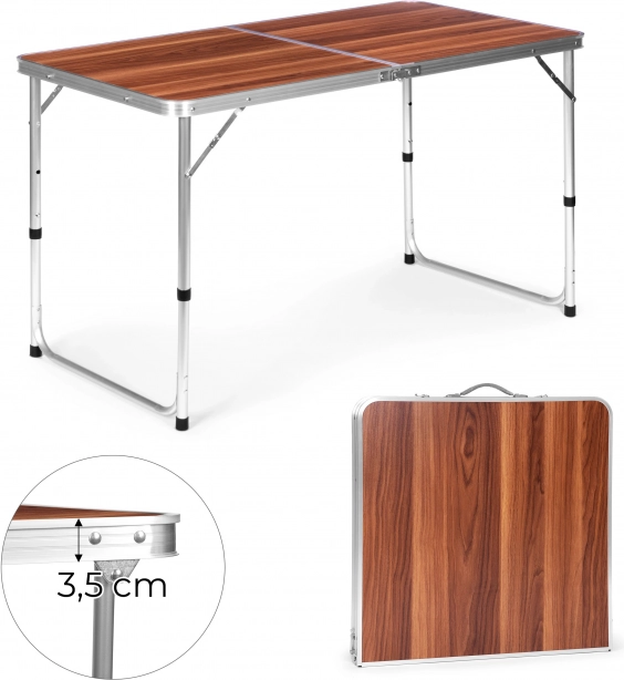 Masă turistică pliabilă pentru camping, blat maro, 120 x 60 cm
