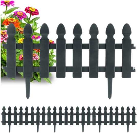 Gard viu/îngrădire de bordură gri 49 × 21 cm, set 4 buc.