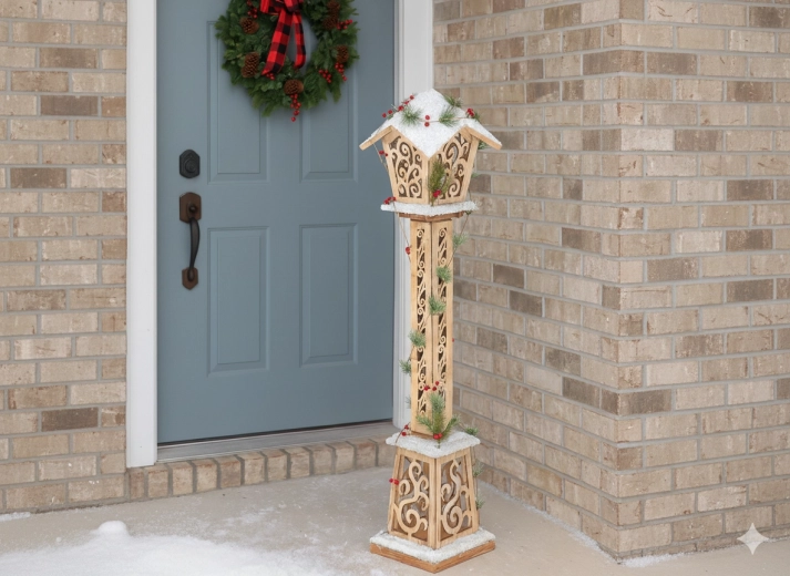 Lanterne de Crăciun din lemn cu LED 100 cm, maro