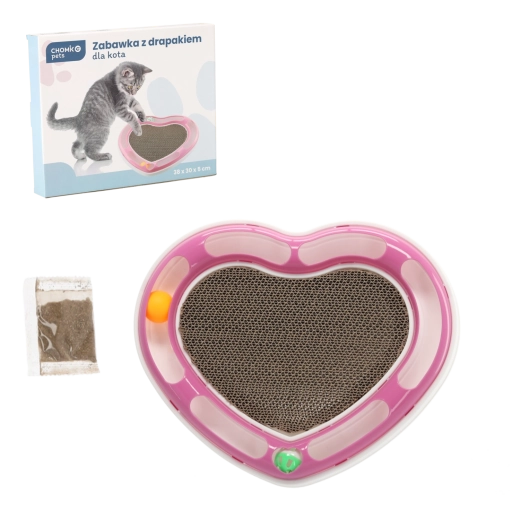 Jucărie interactivă în formă de inimă pentru pisici cu zgârietor din carton