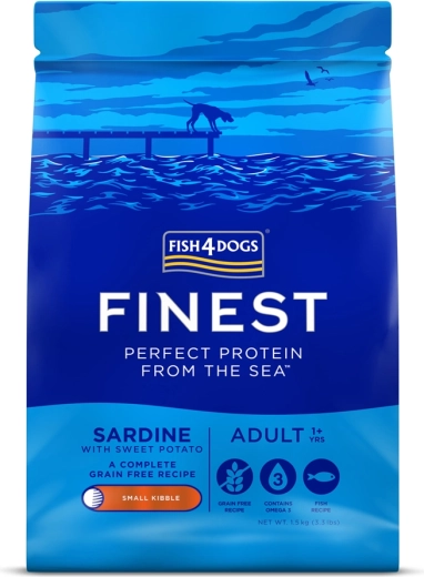 Fish4Dogs Finest hrană uscată pentru câini adulți de talie mică, cu sardine și cartofi dulci, 1,5 kg