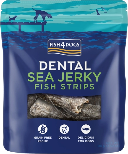 Fish4Dogs Dental Sea Jerky fâșii de pește pentru câini 100 g