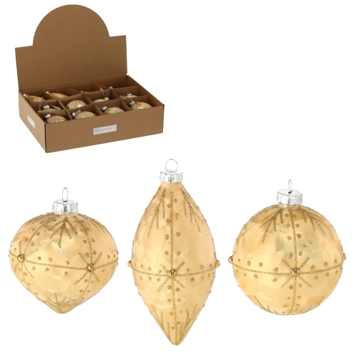Globuri de Crăciun din sticlă – aurii, mix de forme