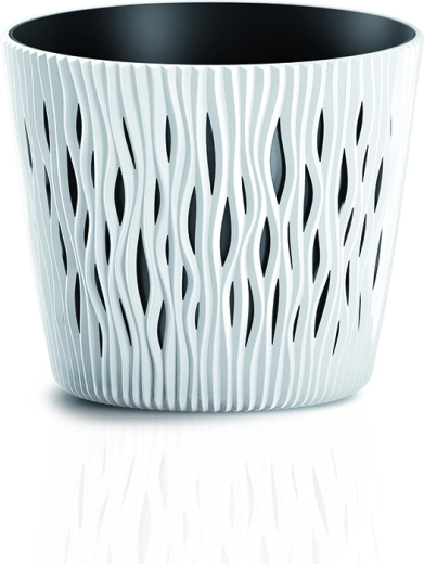 Ghiveci Sandy Round cu inserție 12,8 cm alb