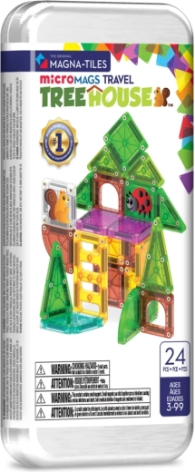 Magna-tiles microMAGS set de construcție magnetic de călătorie – Căsuță în copac, 24 piese