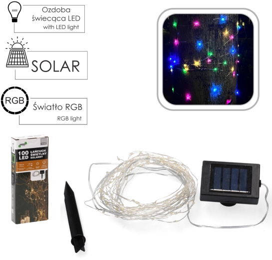 Șir luminos solar EXTRALINK 100 LED, multicolor, 11,4 m