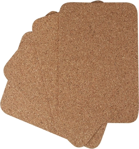 Set de 4 suporturi din plută 22 × 30 cm, naturale