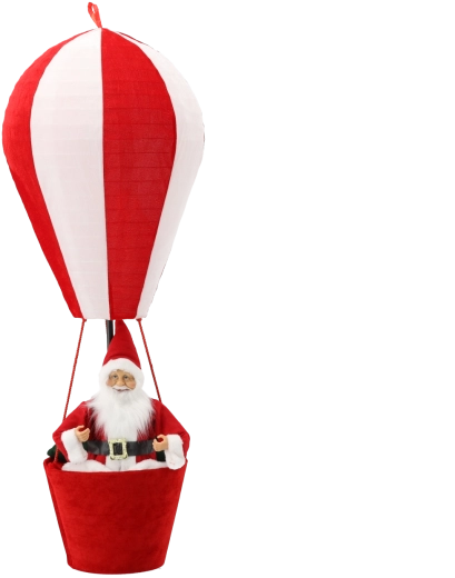 Decorațiune de Crăciun Santa în balon cu aer cald, 110 cm
