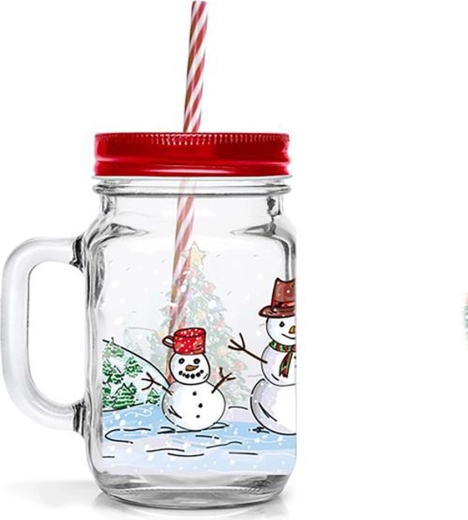 Pahar cu pai TORO 450 ml – om de zăpadă