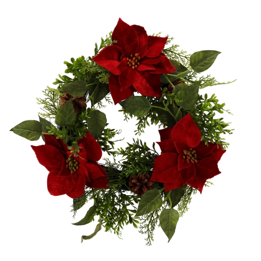 Coroniță de Crăciun artificială cu poinsettia 50 cm (2 buc.)