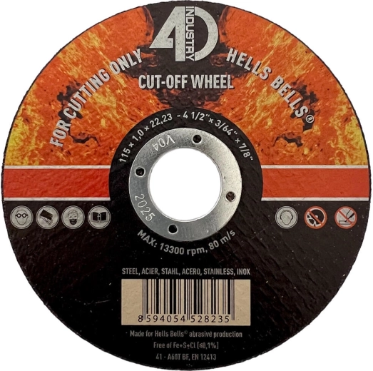 Disc de tăiere pentru oțel și inox 115 × 1,0 × 22,2 mm