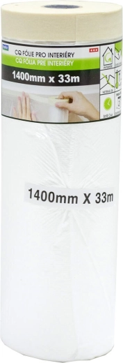 Bandă mascare cu folie 140 × 33 m pentru interior, autoadezivă