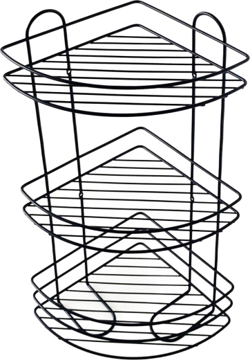 Raft de baie de colț Toro cu 3 niveluri 58 × 31 cm, negru