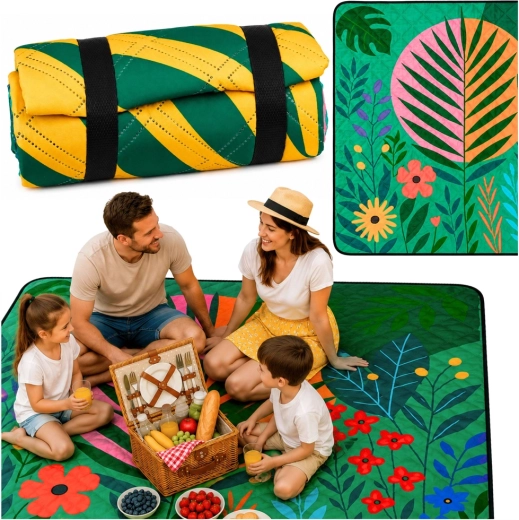 Pătură de picnic colorată cu motiv vegetal 100 × 150 cm