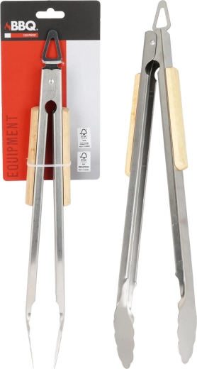 Cleste de grătar din inox cu mâner din lemn 37,5 cm
