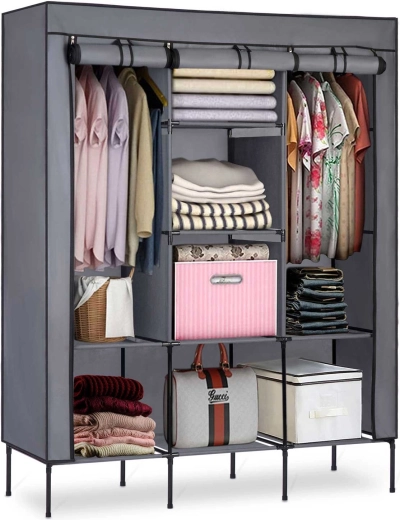 Dulap textil Massido, grafit, 130 × 45 × 175 cm