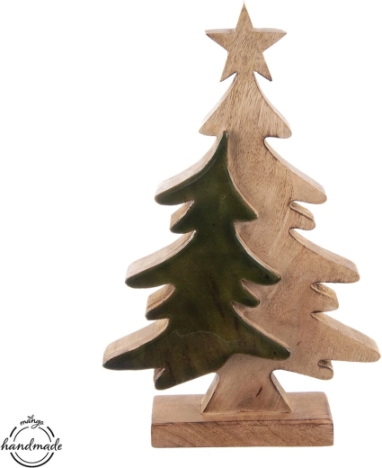Decorațiune copac MANGO din lemn cu element emailat, 47 cm
