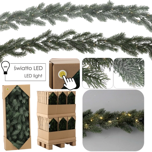 Ghirlandă de pin de Crăciun 180 cm cu iluminare LED