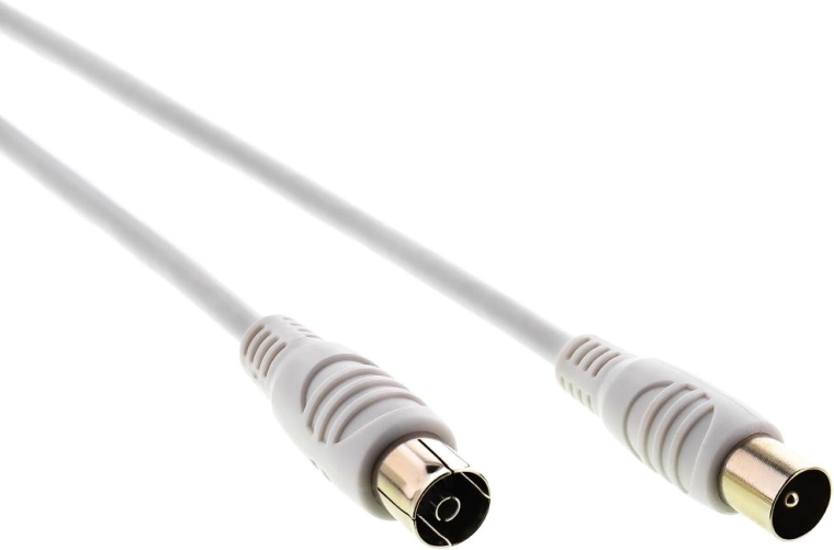 Cablu coaxial de antenă Sencor IEC tată–mamă, 3,5 m, alb